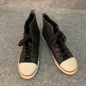 Ashley Stewart Women’s Black Glittered Lace Up Sneakers